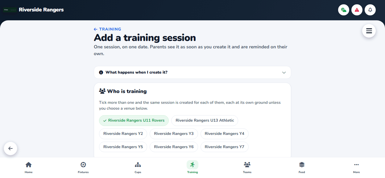 Add one training session